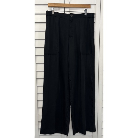 Banana Republic Tencel Wide Leg Relaxed Utility Pants Size Medium Black NWT - Picture 2 of 10